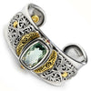 William Schraft Green Amethyst Filigree Cuff Sterling & 18K