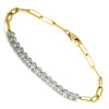 Round Diamond Paperclip Line Bracelet Two-Tone Gold 0.75ctw