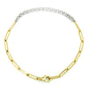 Round Diamond Paperclip Line Bracelet Two-Tone Gold 0.75ctw