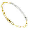 Round Diamond Paperclip Line Bracelet Two-Tone Gold 0.75ctw