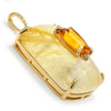 Citrine and Rutilated Quartz Pendant with Diamonds Yellow Gold