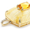 Citrine and Rutilated Quartz Pendant with Diamonds Yellow Gold