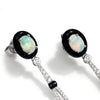 Art Deco Style Opal Drop Dangle Earrings with Diamonds White Gold