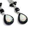 Art Deco Style Opal Drop Dangle Earrings with Diamonds White Gold