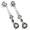 Art Deco Style Opal Drop Dangle Earrings with Diamonds White Gold