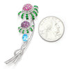 Vintage Multi-Gemstone Flower Brooch Pin 14K White Gold