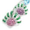 Vintage Multi-Gemstone Flower Brooch Pin 14K White Gold