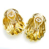 Hammered Shrimp Omega Earrings with Diamonds 14K Two-Tone Gold