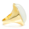 Oval White Cat's Eye Ring with Diamonds Yellow Gold