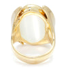 Oval White Cat's Eye Ring with Diamonds Yellow Gold