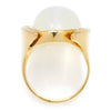 Oval White Cat's Eye Ring with Diamonds Yellow Gold