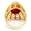 Oval Coral Solitaire Rope Ladder Ring 18K Yellow Gold