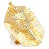 Vintage Egyptian Headdress Ring in Solid 14K Yellow Gold