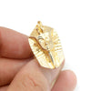 Vintage Egyptian Headdress Ring in Solid 14K Yellow Gold