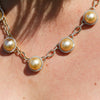 Golden South Sea Pearl Necklace with Diamonds Yellow Gold