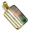 Black Mother of Pearl Tag Pendant with Diamonds Yellow Gold