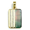 Black Mother of Pearl Tag Pendant with Diamonds Yellow Gold