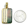 Black Mother of Pearl Tag Pendant with Diamonds Yellow Gold