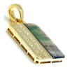 Black Mother of Pearl Tag Pendant with Diamonds Yellow Gold