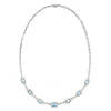 Aquamarine Link Necklace with Diamonds White Gold 18"