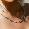 Aquamarine Link Necklace with Diamonds White Gold 18"