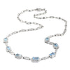 Aquamarine Link Necklace with Diamonds White Gold 18"