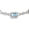 Aquamarine Link Necklace with Diamonds White Gold 18"