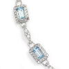 Aquamarine Link Necklace with Diamonds White Gold 18"