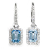 Aquamarine Leverback Earrings with Diamonds White Gold 2.46ctw