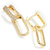Diamond Paperclip Drop Dangle Latchback Earrings Yellow Gold
