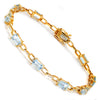 Aquamarine Tennis Bracelet with Diamonds Yellow Gold 7.25"