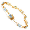 Aquamarine Tennis Bracelet with Diamonds Yellow Gold 7.25"