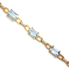 Aquamarine Tennis Bracelet with Diamonds Yellow Gold 7.25"