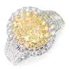 GIA Certified Oval Y-Z Yellow Diamond Halo Ring with Accents 18K 3.57ctw