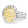 GIA Certified Oval Y-Z Yellow Diamond Halo Ring with Accents 18K 3.57ctw