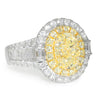 GIA Certified Oval Y-Z Yellow Diamond Halo Ring with Accents 18K 3.57ctw