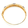 Triple Tanzanite Gold Bangle with Diamonds in Mother of Pearl