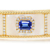 Triple Tanzanite Gold Bangle with Diamonds in Mother of Pearl