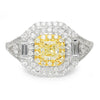 Cushion Light Fancy Yellow Diamond Halo Ring with Accents 18K 1.49ctw