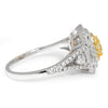 Cushion Light Fancy Yellow Diamond Halo Ring with Accents 18K 1.49ctw