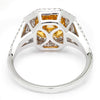 Cushion Light Fancy Yellow Diamond Halo Ring with Accents 18K 1.49ctw