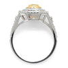 Cushion Light Fancy Yellow Diamond Halo Ring with Accents 18K 1.49ctw