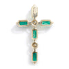 Emerald Crucifix Pendant with Diamonds Yellow Gold 1.77ctw