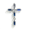 Sapphire Crucifix Pendant with Diamonds White Gold 1.85ctw