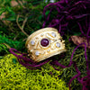 Vintage Ruby Etruscan Cigar Band with Diamonds 18K Yellow Gold