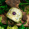 Vintage Ruby Etruscan Cigar Band with Diamonds 18K Yellow Gold