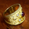 Vintage Ruby Etruscan Cigar Band with Diamonds 18K Yellow Gold