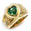 Vintage Heart Cabochon Green Tourmaline Solitaire Ring Yellow Gold