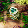 Vintage Heart Cabochon Green Tourmaline Solitaire Ring Yellow Gold