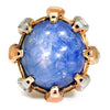 HUGE 55 Carat Blue Star Sapphire Diamond Custom Ring 18K Tri-Color Gold